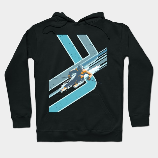 Retro Ski Slopeside Poster Hoodie by SFDesignstudio